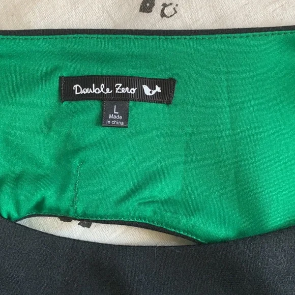 Double Zero black & Kelly green colorblock dress L - Picture 4 of 9